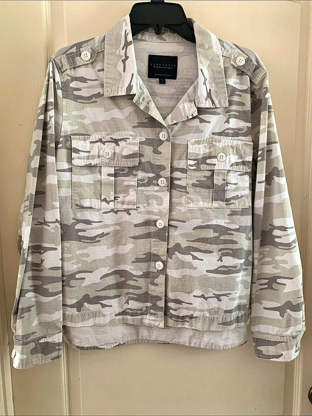 sanctuary Camo Utility Jacket Camo in Gray & White Size Small
